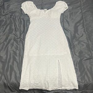 NOBO Elegant White Textured Midi Dress